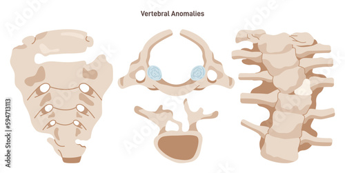 Vertebral anomaly types. Congenital medical conditions or syndromes