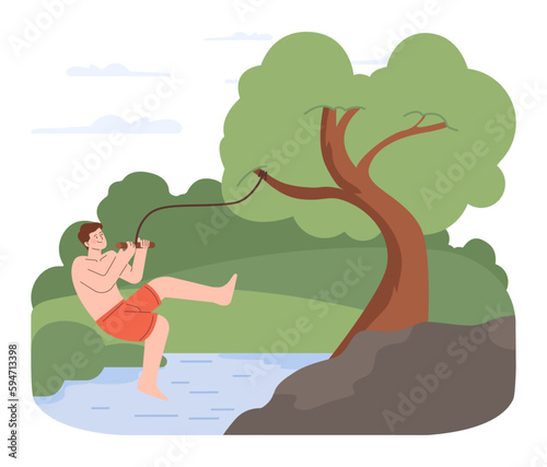 Water recreation. Character wild swimming in local reservoirs. Summer holidays