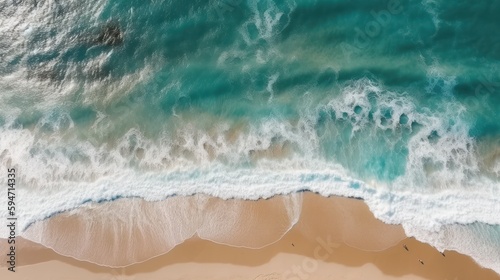 Ocean waves on sandy beach, generative AI