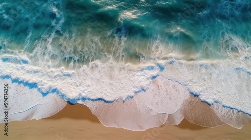 Ocean waves on sandy beach, generative AI
