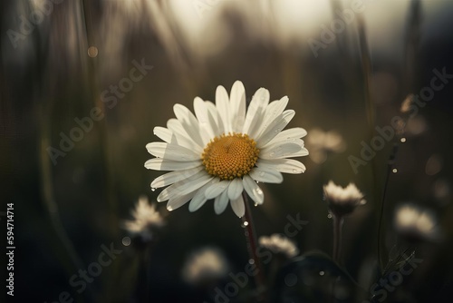 White daisies with yellow center, AI Generated