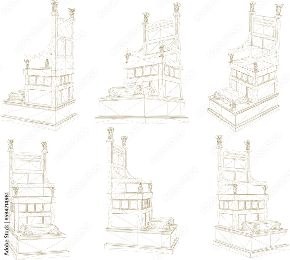 Vector illustration sketch of thrones chairs of kings