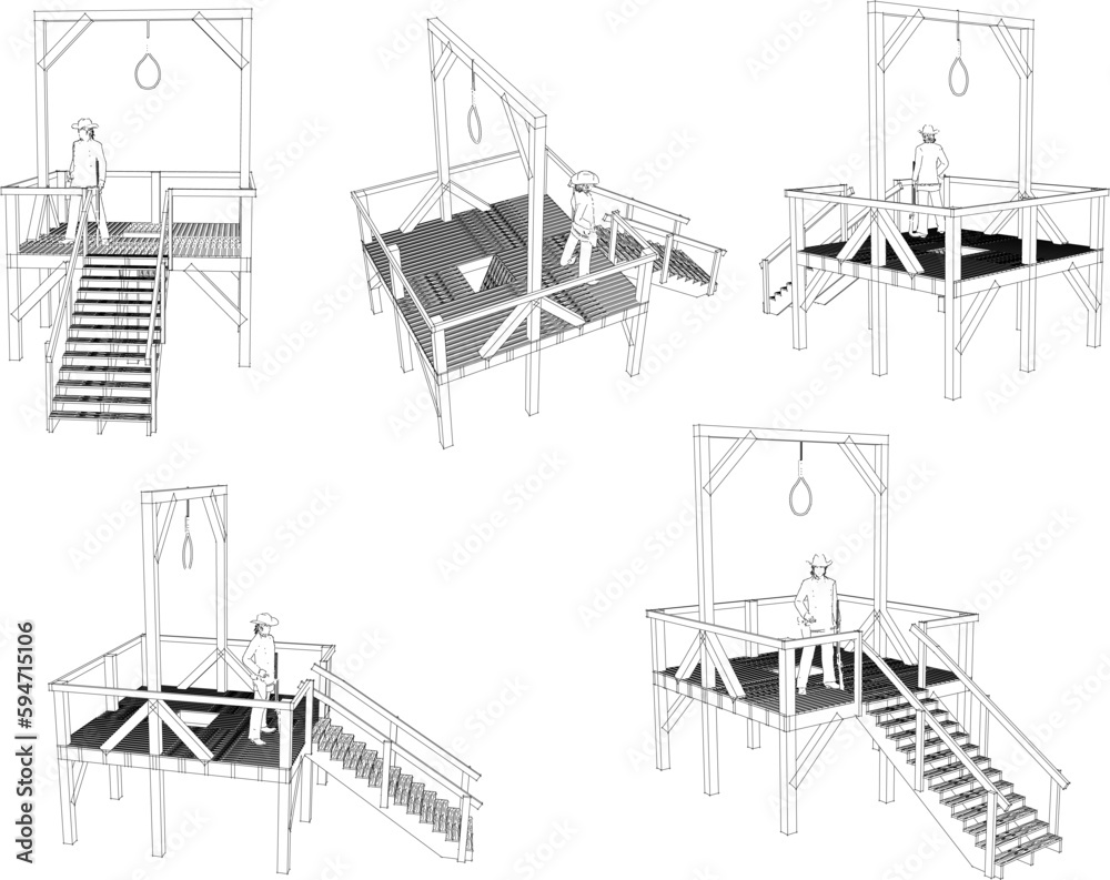 Vector illustration sketch of western world hanging places cartoon