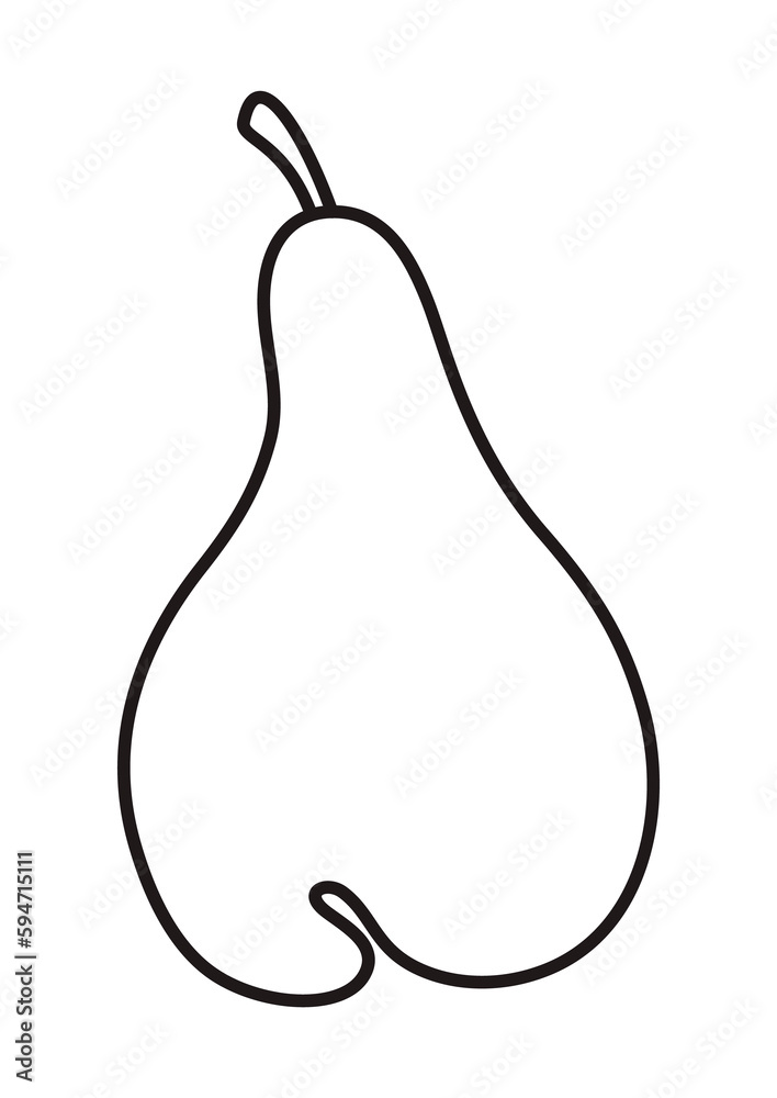 Pear hand drawn with thin line. Png clipart isolated on transparent background Pear hand drawn with thin line. Png clipart isolated on transparent background