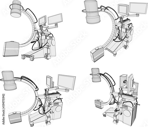 Vector illustration sketch of xray hospital medical device
