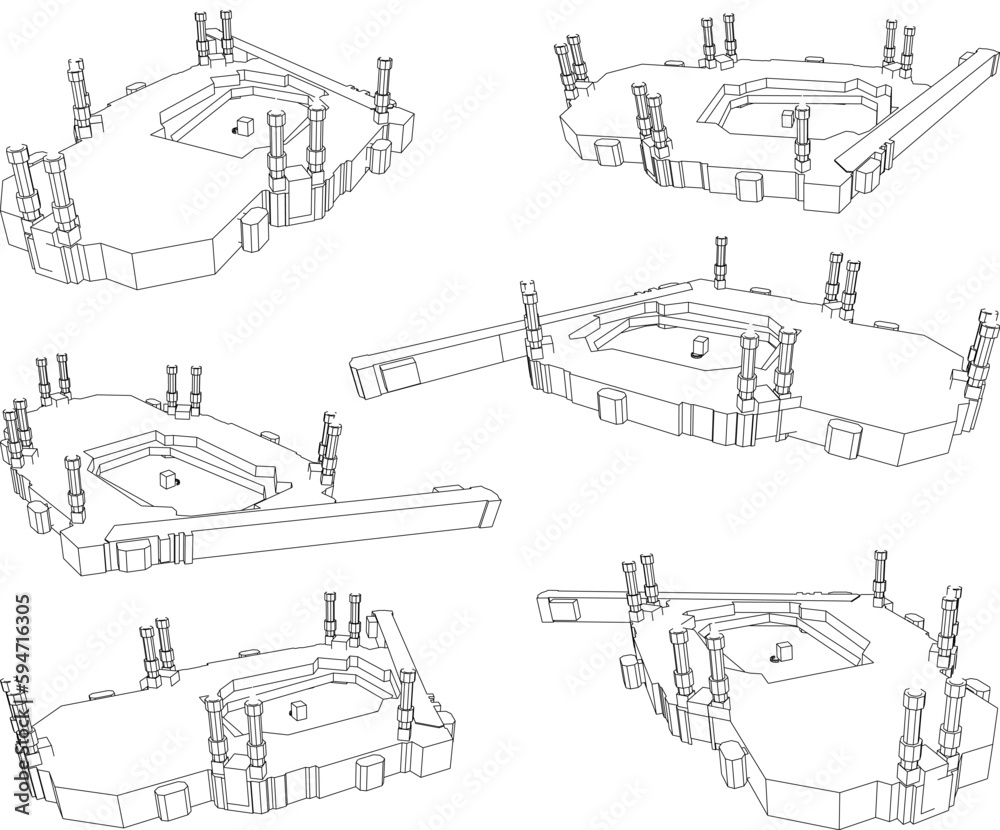 Vector sketch illustration of the haram mosque in makkah