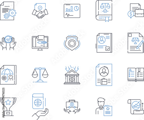 Commercial realm line icons collection. Industry, Business, Corporate, Enterprise, Commerce, Trade, Market vector and linear illustration. Sales,Profit,Investment outline signs set