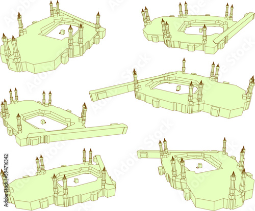 Vector sketch illustration of the haram mosque in makkah