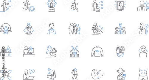Citizen values line icons collection. Integrity, Hsty, Responsibility, Respect, Empathy, Compassion, Equality vector and linear illustration. Fairness,Loyalty,Altruism outline signs set