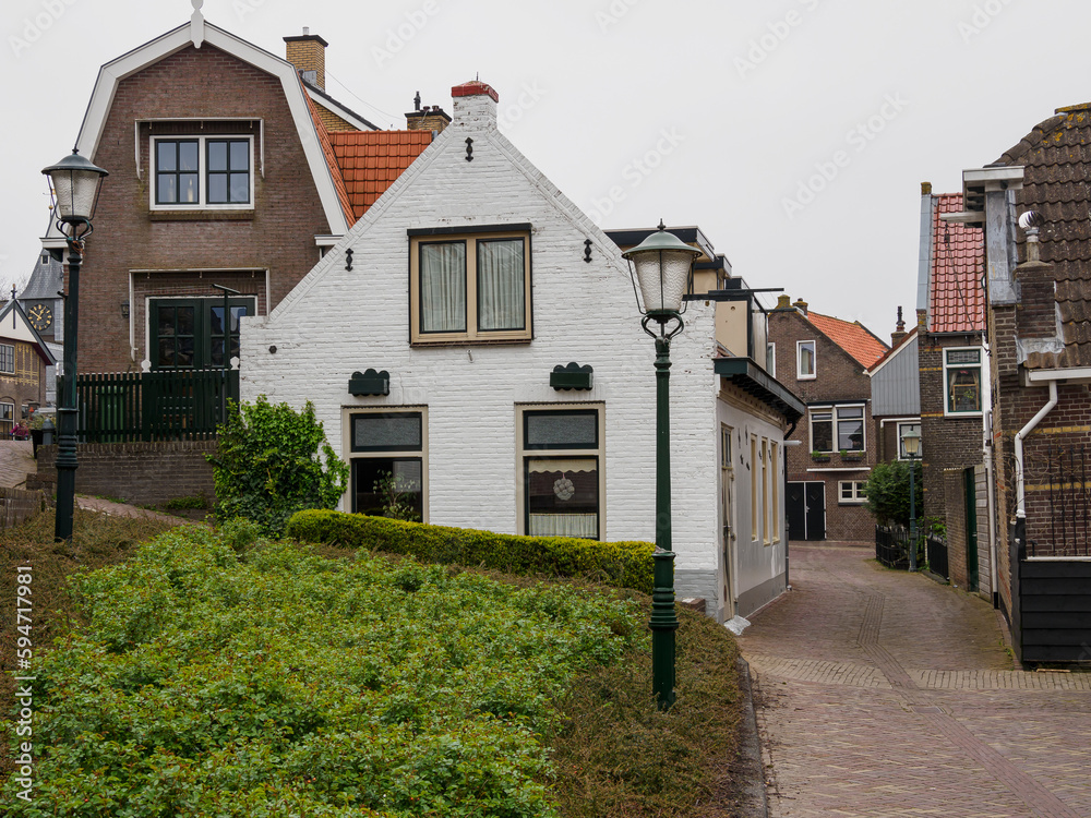 Urk am Ijsselmeer in den Niederlanden - obrazy, fototapety, plakaty 