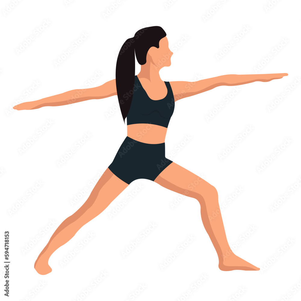 A faceless girl is doing yoga. The concept of sports, mental health. Isolated object on a white background. Vector image