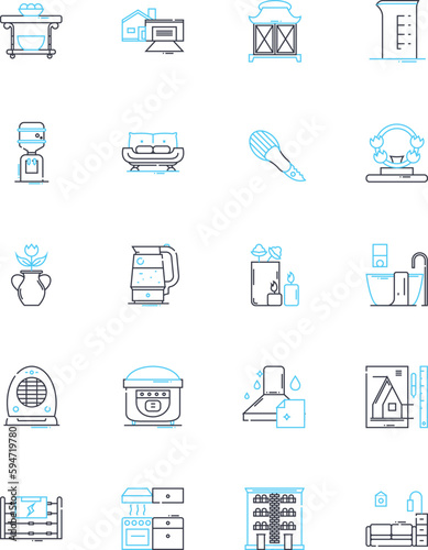 Space embellishment linear icons set. Stellar, Galactic, Cosmic, Extraterrestrial, Nebulous, Celestial, Interstellar line vector and concept signs. Meteoric,Planetary,Astrological outline