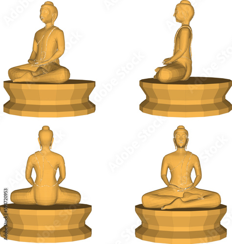 Vector sketch of holy golden buddha illustration sitting in meditation