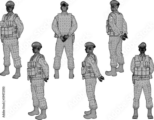 Vector sketch of special police army troop illustration