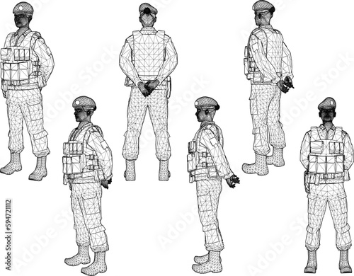 Vector sketch of special police army troop illustration