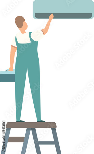 Clean air conditioner icon cartoon vector. Repair house. Service home