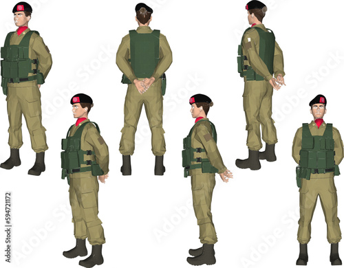 Vector sketch of special police army troop illustration