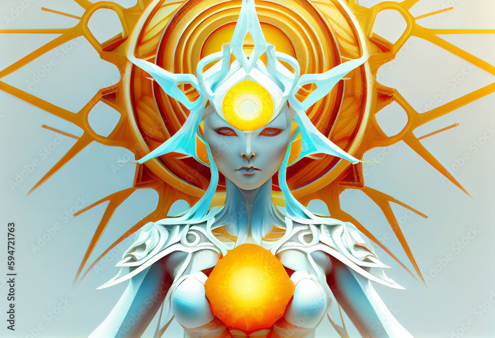 Beautiful abstract Amaterasu - goddess of the sun and sky. Generative ...