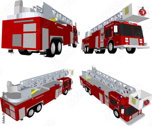 Vector sketch of urban fire engine illustration