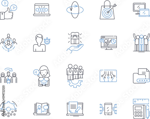 Financial associations line icons collection. Budgeting, Investing, Saving, Institution, Credit, Banking, Loans vector and linear illustration. Financing,Collateral,Interest outline signs set