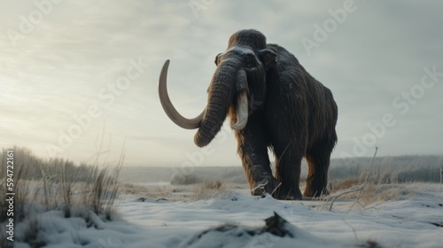 Mammoth in a cinematic icy background with beautiful colors generative ai © Hixel