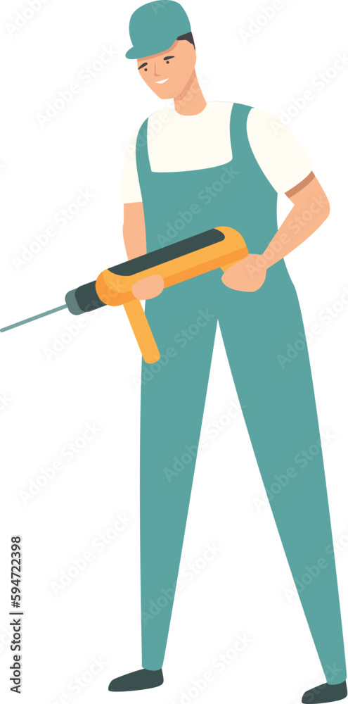 Drill worker icon cartoon vector. Air conditioner. Work room Drill worker icon cartoon vector. Air conditioner. Work room