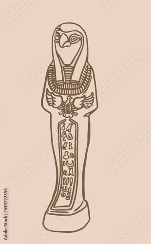 Graphical vintage sketch of God Ptah, an Egyptian creator god,vector illustration