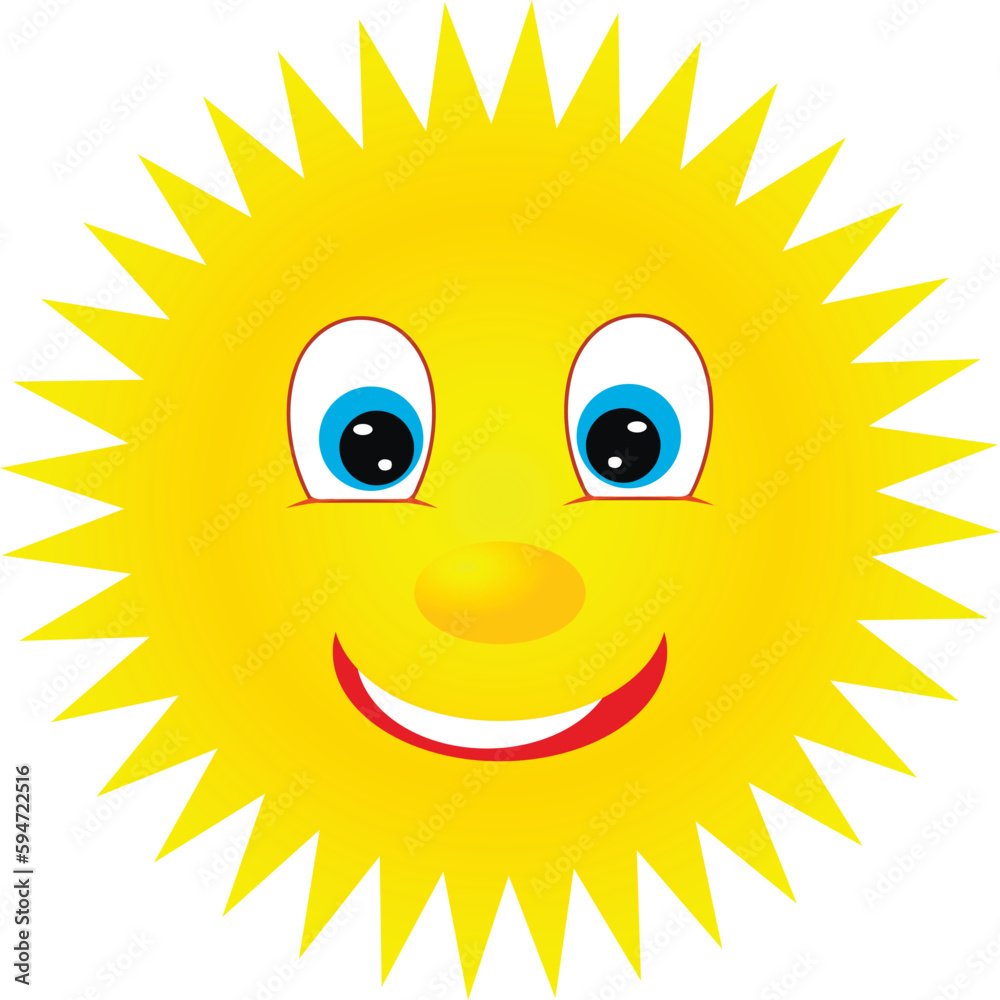 Illustration of the sun with a cheerful face