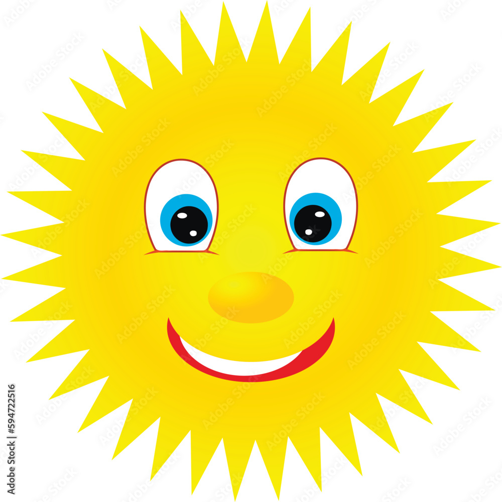 Illustration of the sun with a cheerful face Illustration of the sun with a cheerful face