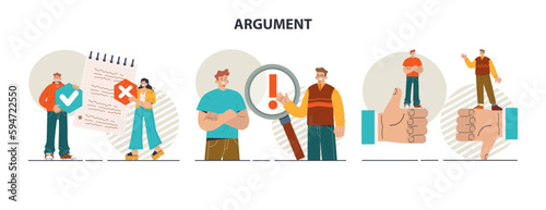 Argument concept set. Controversy or disagreement conversation