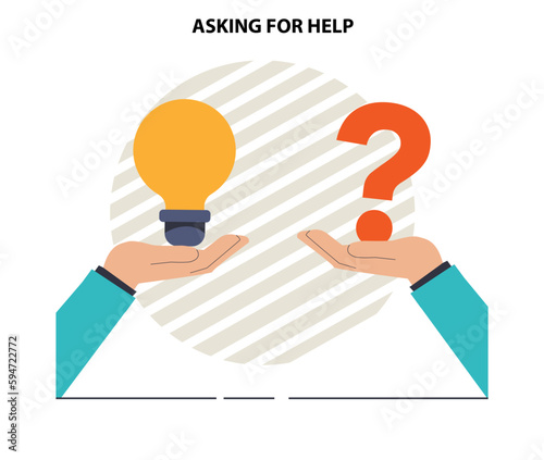 Asking for help. Character seeking support from other people