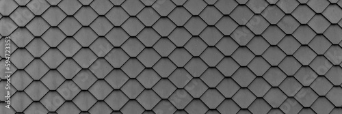 Dark grey slate facade background. Panorama