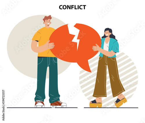 Conflict concept. Controversy or disagreement between people