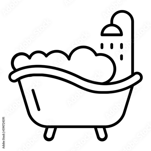 Bathtub Thin Line Icon