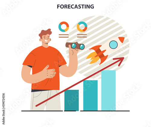 Business forecast. Employee planning a new project, start up or marketing