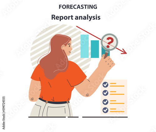 Report analysis for business forecast. Employee planning a new project