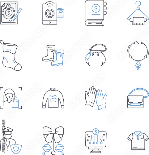 Fashion design line icons collection. Style, Trend, Glamour, Chic, Attitude, Runway, Couture vector and linear illustration. Texture,Color,Fabric outline signs set