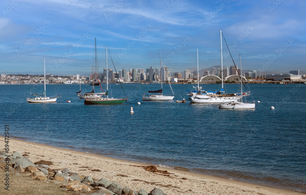 Seafront view of city of San Diego, California