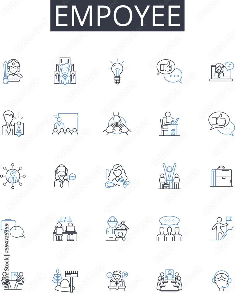 Empoyee line icons collection. Team member, Staffer, Worker bee, Crew member, Laborer, Office worker, Co-worker vector and linear illustration. Colleague,Workmate,Associate outline signs set