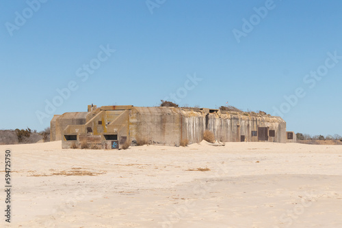 This is the World War 2 bunker in Cape May New Jersey.  Used to sit in the ocean  but due to all the sand piling up it is now inshore. This was built to blend in from enemy fighters.