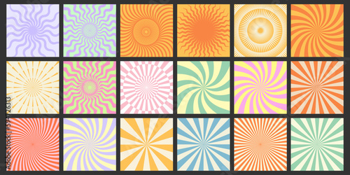 Cool Groovy Art Texture Vector Design. Trendy Y2k Geometric Pattern. Abstract Colorful Background. Vintage Backdrop.