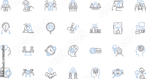 Tutoring and market line icons collection. Education, Learning, Instruction, Student, Teacher, Curriculum, Test vector and linear illustration. Performance,Progress,Support outline signs set