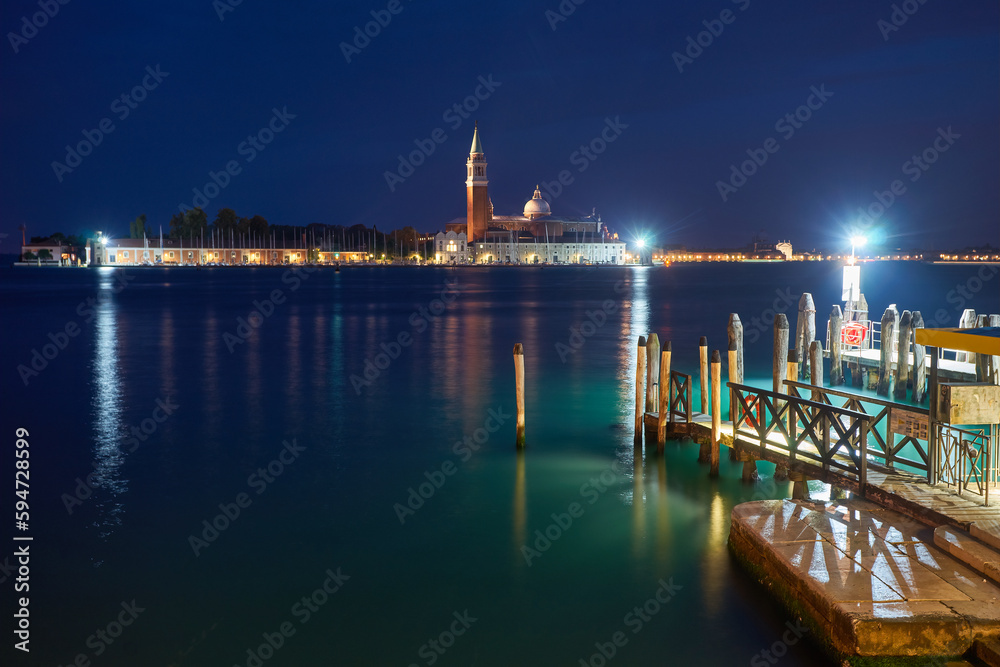 Venice night romantic pier lantern city