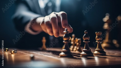 Risk management in the human resources organization and leadership strategy Concept of challenge or teamwork or company success leadership team in the hand-chosen king chess game.