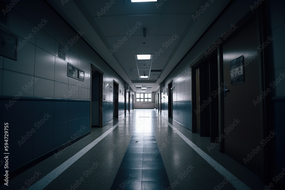 Photo of an empty hallway in school Photo of an empty hallway in school