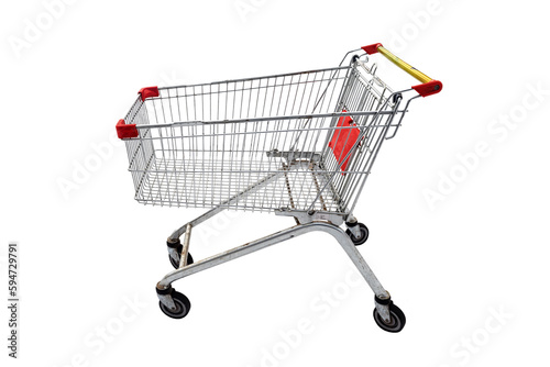 Shopping basket on a white background. Shopping in the supermarket © Vadzim