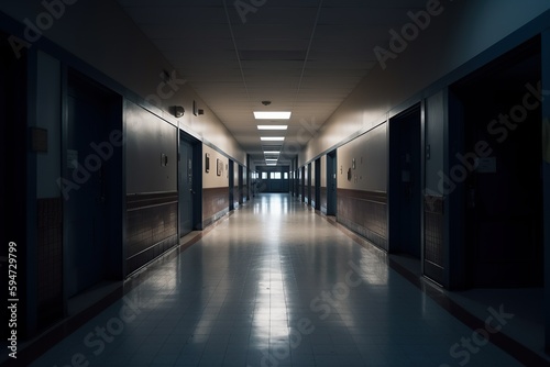 Photo of an empty hallway in school