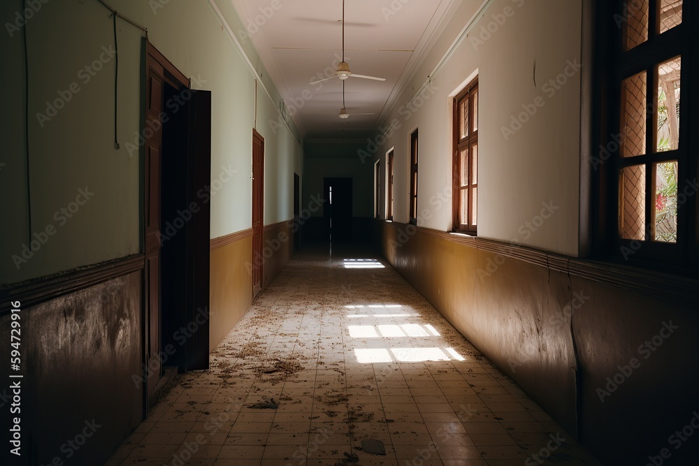 Photo of an empty hallway in school