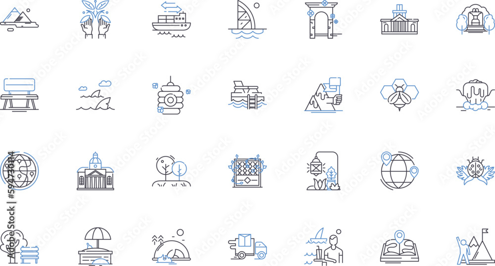 Riverside walks line icons collection. Serenity, Refreshment, Tranquility, Wanderlust, Meandering, Scenic, Relaxation vector and linear illustration. Nature,Escape,Adventure outline signs set Riverside walks line icons collection. Serenity, Refreshment, Tranquility, Wanderlust, Meandering, Scenic, Relaxation vector and linear illustration. Nature,Escape,Adventure outline signs set