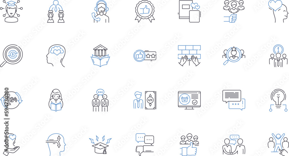 Tutoring profession line icons collection. Education, Learning ...